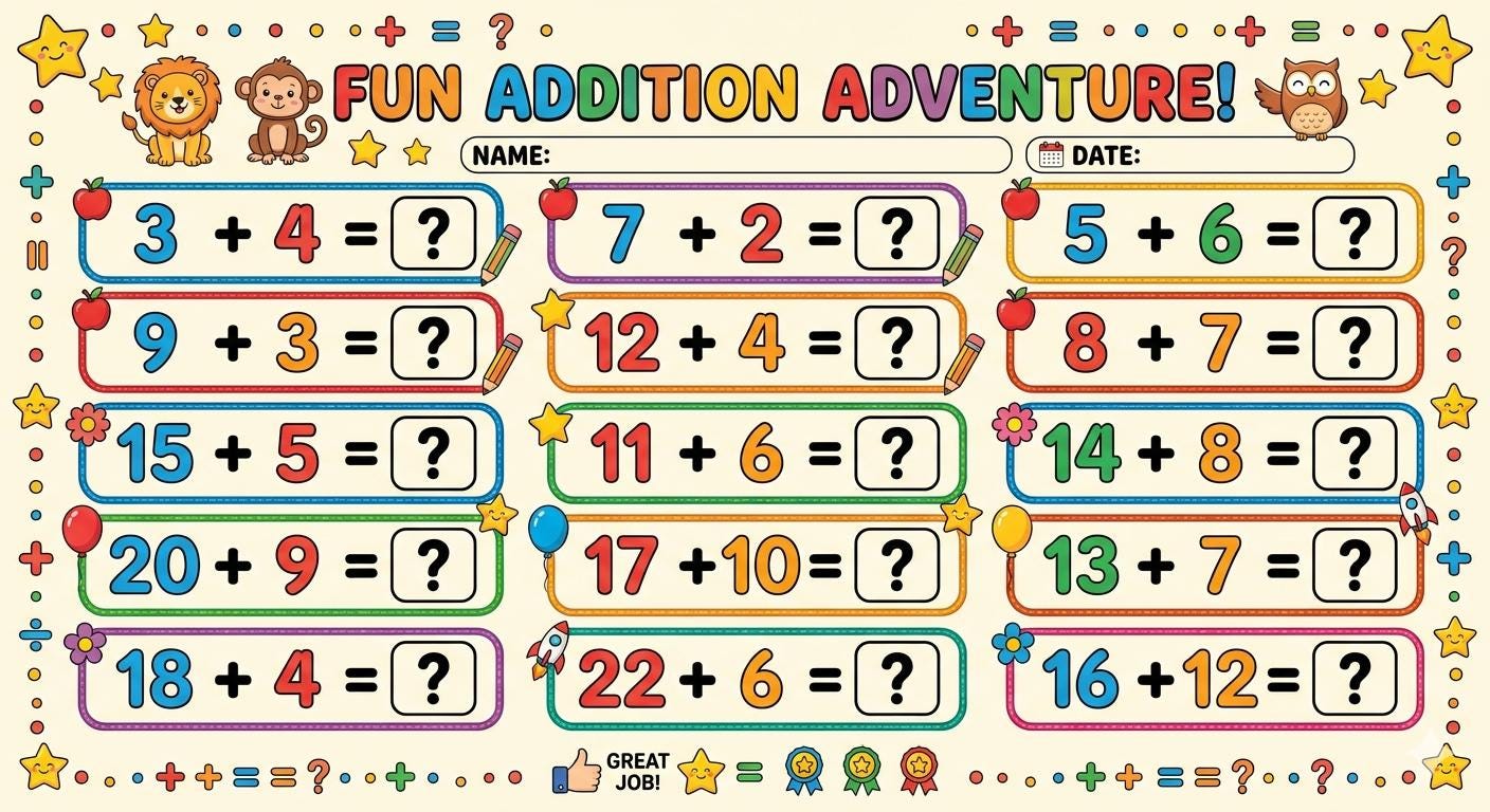 Math Template - Addition - Etsy