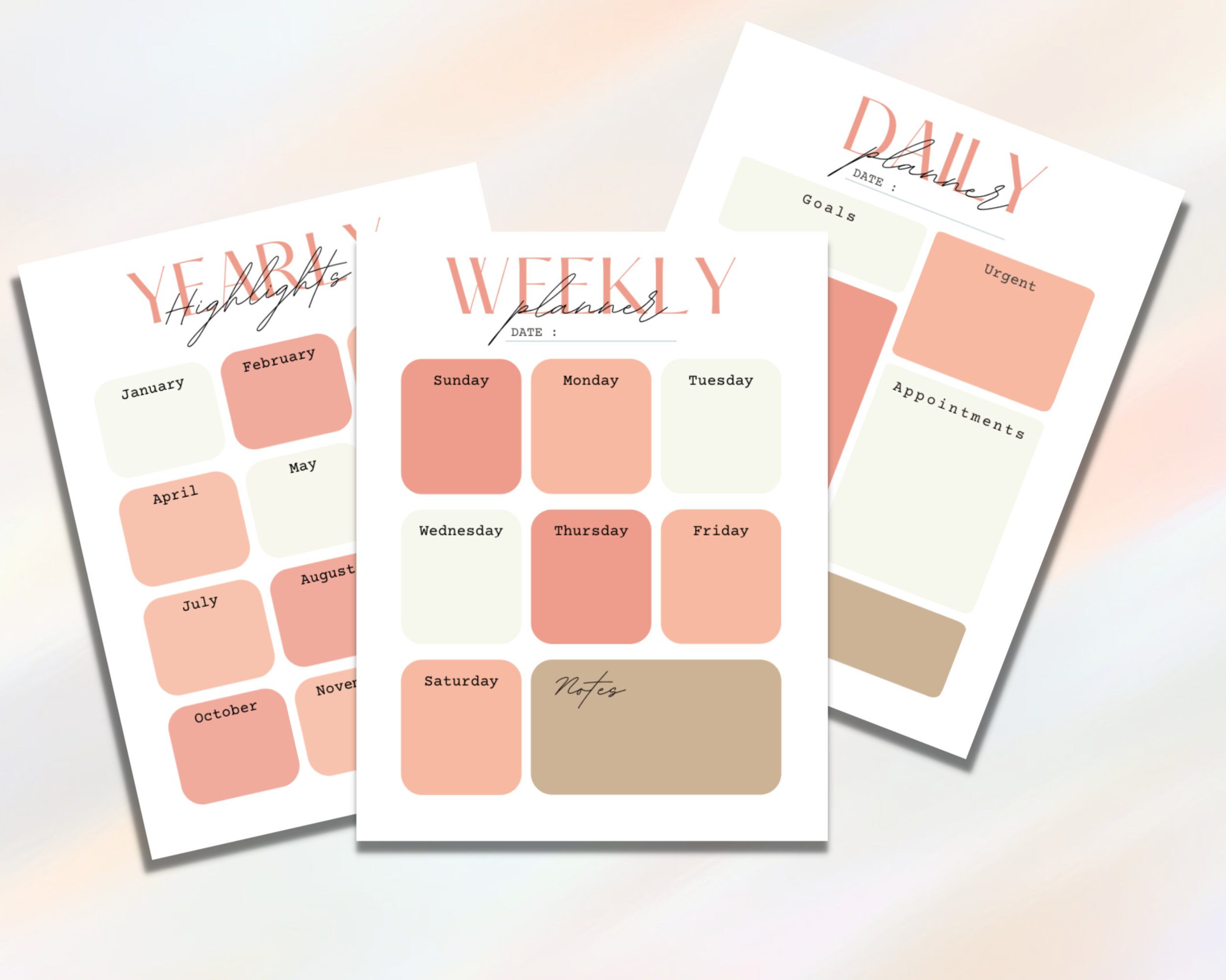 1 dollar Planner, free planner with 1 dollar purchase on any Etsy itemWeekly planner, Daily planner, notes, 5 min rest, Yearly Calendar, PDF