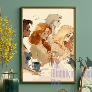 Princesses Drinking Coffee Digital Art
