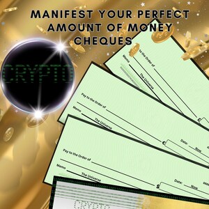Cryptocurrency check, Manifest Money, Manifestation Check, Digital Law of Attraction, money manifestation, instant Download, Printable checks