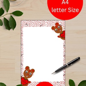 Linda plantilla de carta del día de San Valentín, papelería imprimible del día de San Valentín, carta de amor, carta del día de San Valentín, carta de te amo