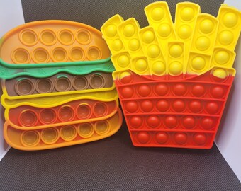 Burger & Fries Fidget Popper Silicone Sensory Mold