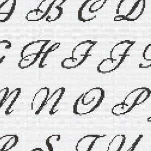 Alfabeto monograma Letras manuscritas / Patrón de punto de cruz / Diseño de calidad / Descarga instantánea PDF y SVG / Gráficos mono y bicolor