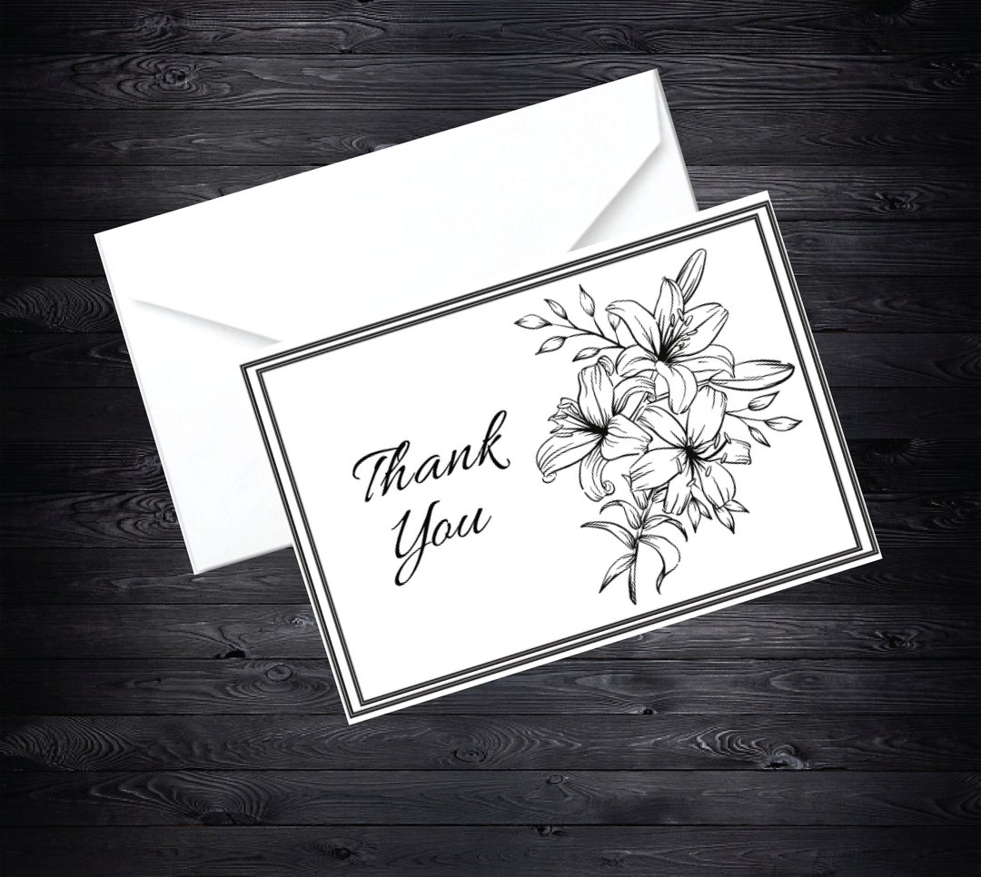 Thank You Card, Black and White, Modern, Printable, PDF - Etsy