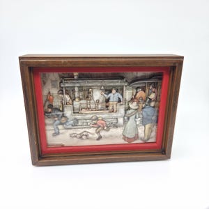 Anton Pieck 3D Shadow Box Framed Steam Tram Street Scene Vintage Dutch Wall Art