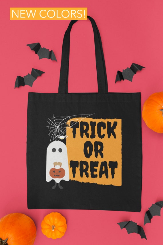 Halloween Tote Bag Trick or Treat Bag Candy Tote Happy - Etsy