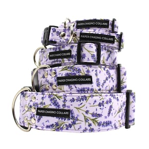 Lila Lavendel Hundehalsband, lila geblümtes Hundehalsband in 15 verschiedenen Größen XS - XL