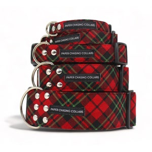 Plaid Christmas Dog Collar: Red & Green Holiday Style (XS-XL)