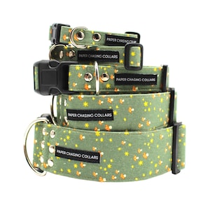 Collar para perro con diseño de hongo, color verde, disponible en 15 tallas diferentes XS-XL