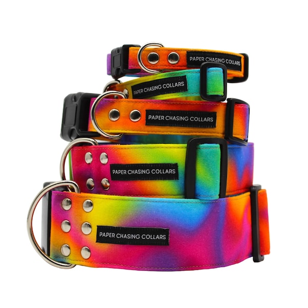 Ombre dog collar, rainbow dog collar, pride pet collar, available 15 different sizes XS - XL