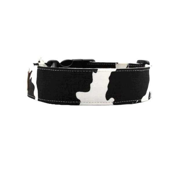 Joli collier pour chien à imprimé vache - Collier pour chien vache noir et blanc disponible en 15 tailles XS - XL