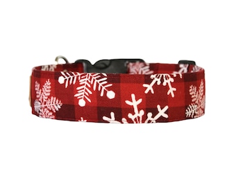 Christmas dog collar, snowflake dog collar,  available in 15 sizes XS - XL