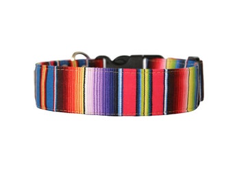 Serape Mexican Blanket collar for dogs available in 15 sizes