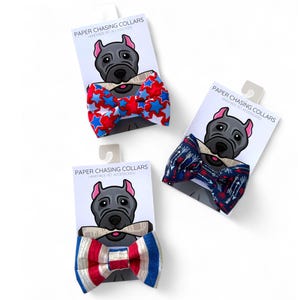 Freedom 3 Pack Dog Collar Bow Tie Accessories - Independence day pet gear