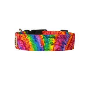 Rainbow Tie Dye Dog Collar: Cotton Summer Collar