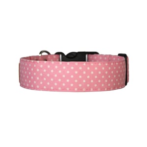 Polka dot dog collar, pink dog collar, availble in 15 sizes XS - XL