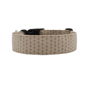 Airplane Dog Collar: Tan Cotton Wanderlust Collar