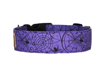 Collare per cani a forma di ragnatela: collare per animali domestici in cotone viola per Halloween