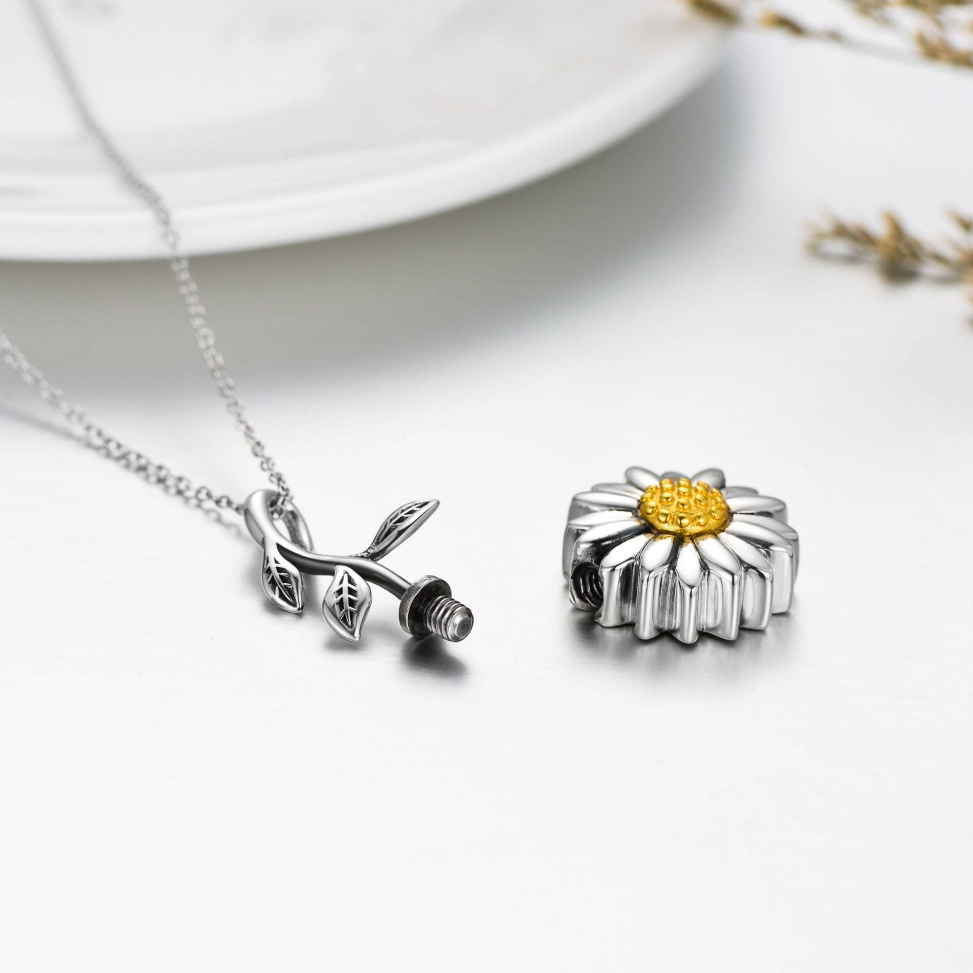 Personalized Sunflower Cremation Jewelry 925 Sterling Silver Etsy