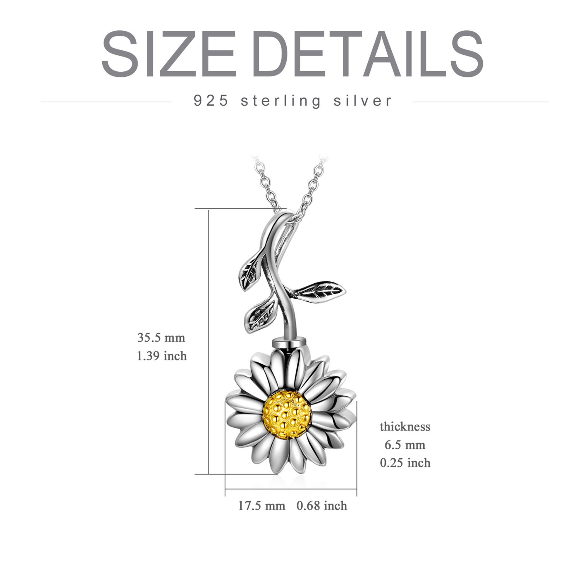 Personalized Sunflower Cremation Jewelry 925 Sterling Silver Etsy