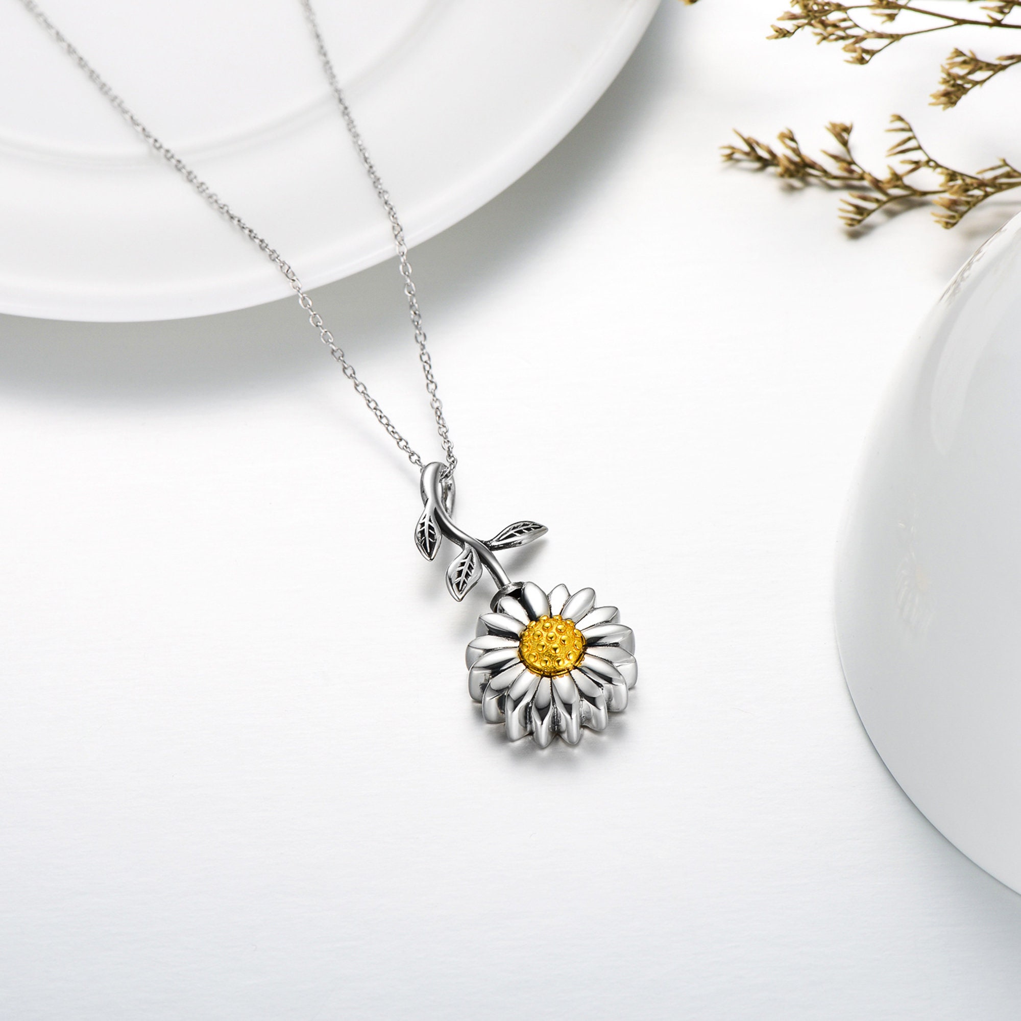 Personalized Sunflower Cremation Jewelry 925 Sterling Silver Etsy