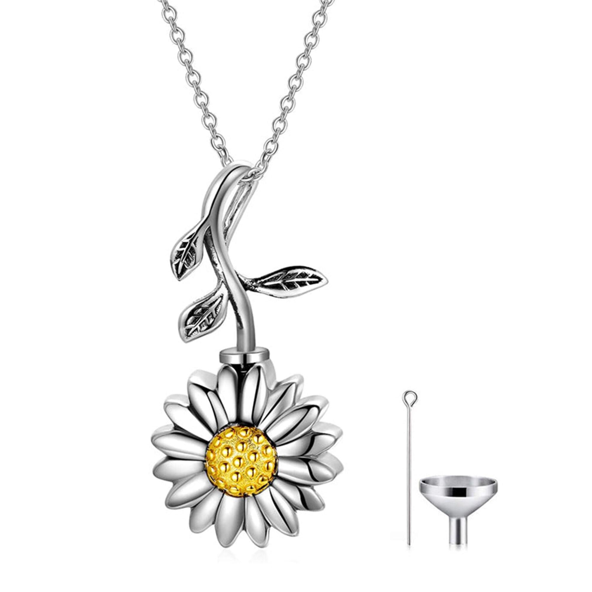 Personalized Sunflower Cremation Jewelry 925 Sterling Silver Etsy