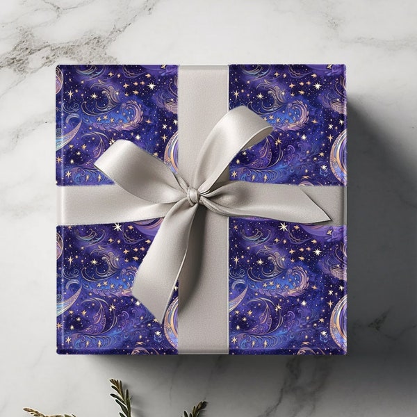 Starry Night Wrapping Paper for Magical Gifts | Cute | Beautiful | Unique | Baby Shower | Gift wrap | Elegant Present | Whimsical | Special