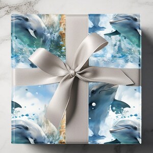 Carta da regalo delfino per regali, carino, carta da regalo, baby shower, per bambino, per ragazza, per ragazzo, unico, involucro natalizio a tema vivaio