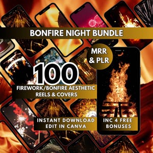 Bonfire Night Rollen: 100 Britse tradities Foto's Video's sociale media Canva-sjabloon PLR/MRR