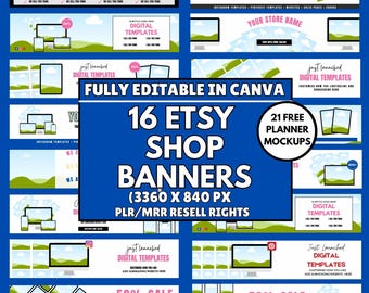 Etsy Shop Banner Templates: Editable Canva Store Branding Kit Digital Download, PLR/MRR