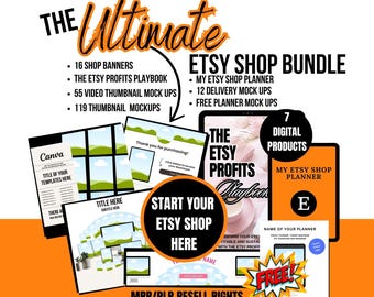 Etsy Shop Bundle: Canva Templates, business planner, playbook Mockups PLR/MRR Digital Download