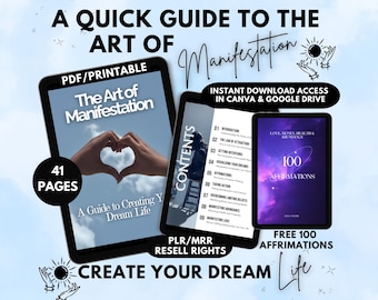 Manifestation Guide eBook: Gesetz der Anziehung, Canva Vorlage MRR/PLR Wiederverkaufsrechte Digitaler Download