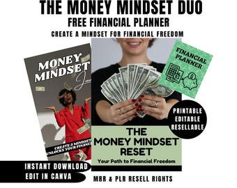 Money Mindset Journal: Financial Planner, printable canva template Resell Rights Digital Download