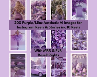 Purple AI Images, Instagram Reels & Stories, Canva Templates, PLR