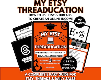 Etsy Shop Guide: Threads Marketing Strategy social media skills. Free Mockup Bonus PDF Download