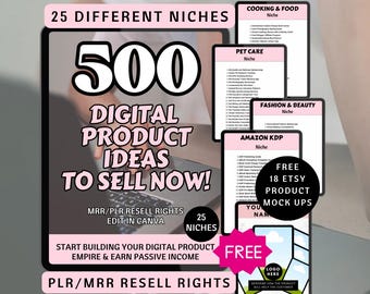 500 Digital Product Ideas E-book: MRR PLR Resell Rights (Digital Download)