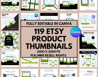 119 Canva Etsy Product Thumbnail Mockups: PLR/MRR Resell Rights Canva template Digital Download