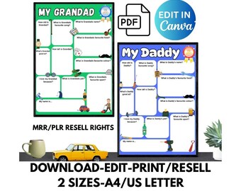 Fathers Day Photo Collage Poster customizable Canva Template, DIY Gift Digital Print PLR/MRR