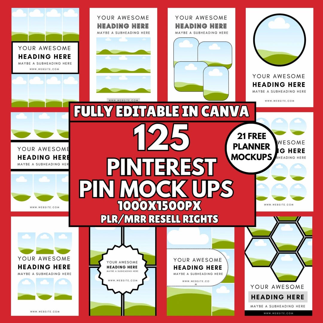 Canva Pinterest Pin Templates PLR/MRR, Social Media Bundle Canva