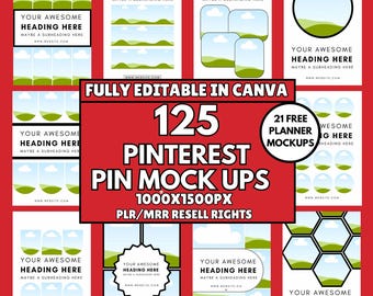 Canva Pinterest Pin Templates: PLR/MRR, Social Media Bundle Canva template PDF download
