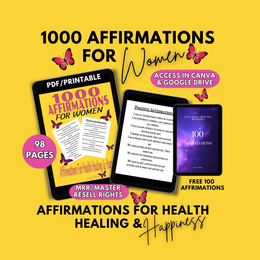 1000 Affirmations for Women: Daily Positivity Ebook Mindset, Printable ...
