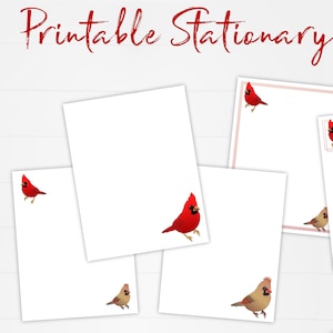 Printable Cardinal Stationery, Cardinal Theme stationery, Writing paper, Christmas Cardinals, Stationery Set, US letter, Not ruled