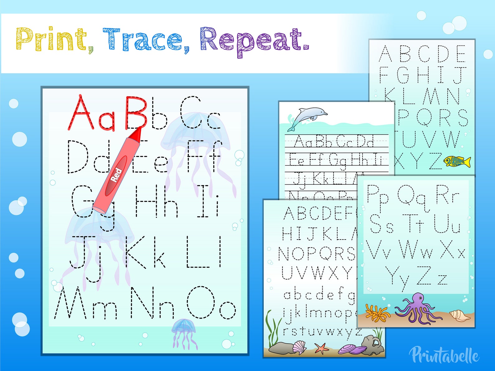 ABC Traceable Pages Printable ABC Homeschool Pages Educational