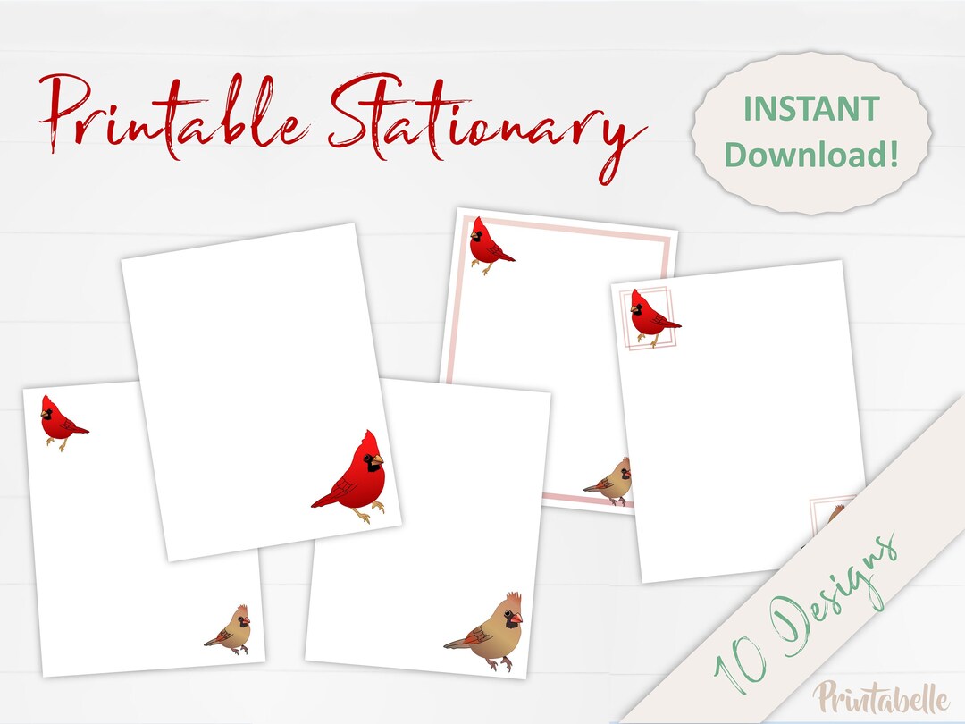 Printable Cardinal Stationary Cardinal Theme Stationary Etsy Printable Cardinal Stationary Cardinal Theme Stationary Etsy