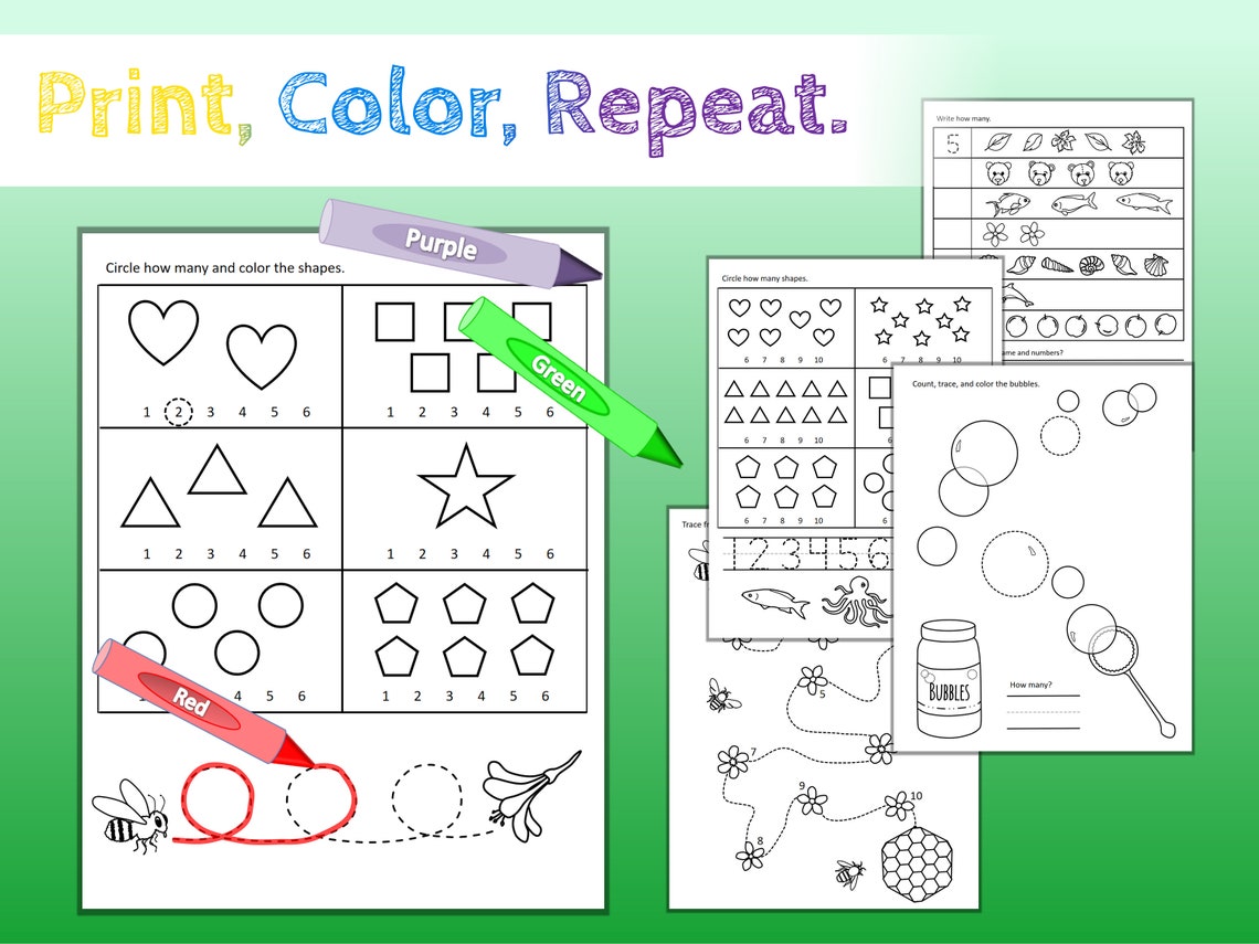 Numbers Coloring Book: Preschool Activity Pages (PDF Printable) - Etsy