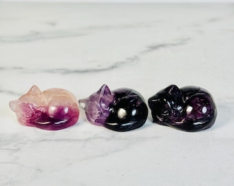 Purple Fluorite Sleeping Cat