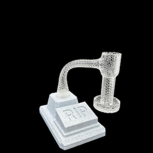 Custom RIP Banger Glass Marble Display - 10mm 14mm 18mm Sizes Colors Glass Accessory Dab Accessory - Handcrafted Tombstone Design