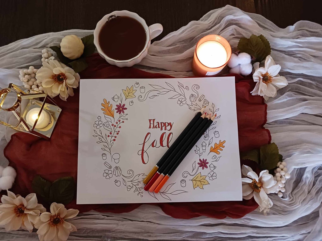 Fall Coloring Pages, Digital Download Art, Print Coloring, Adult Color ...