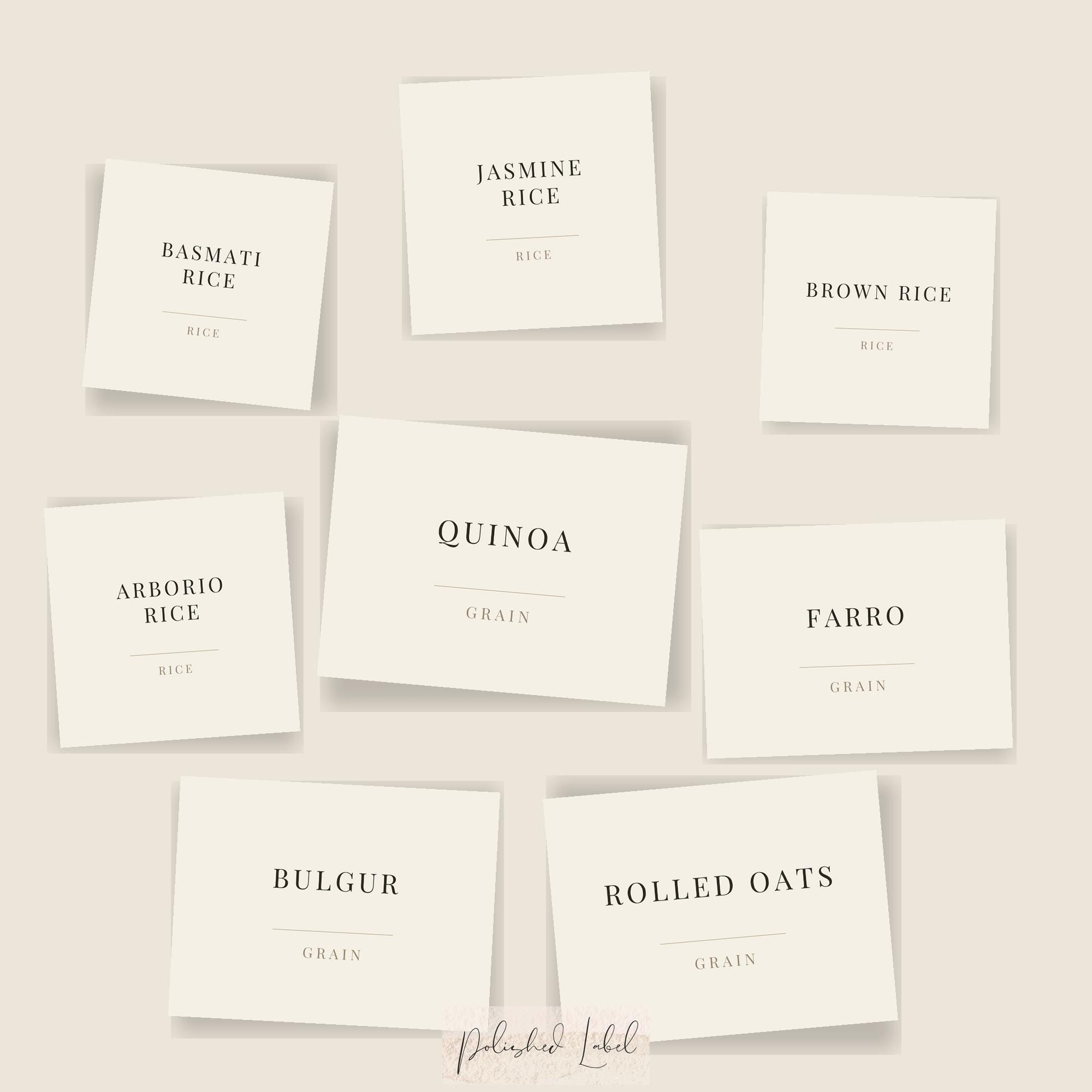 Oxox Labels Pantry Labels Printable | 31 Minimalist Rice Grains & Flour Stickers ...