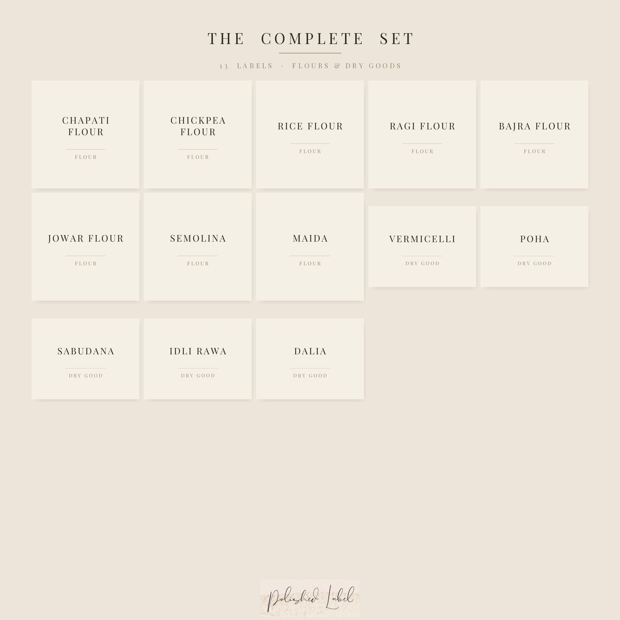 South Asian Flour Labels Printable | 13 Minimalist Pantry Stickers ...